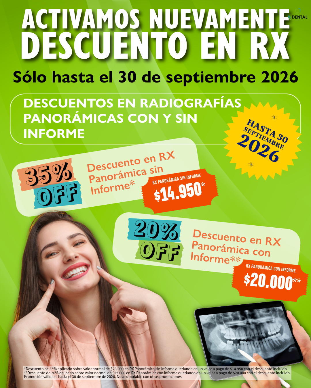 RX Panorámicas con descuentos por tiempo limitado